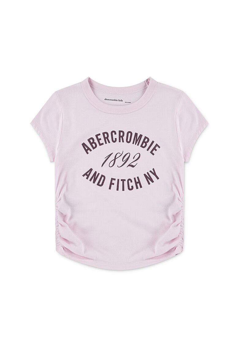 Abercrombie  Fitch Tricou cu imprimeu text - Roz pal/Violet pruna