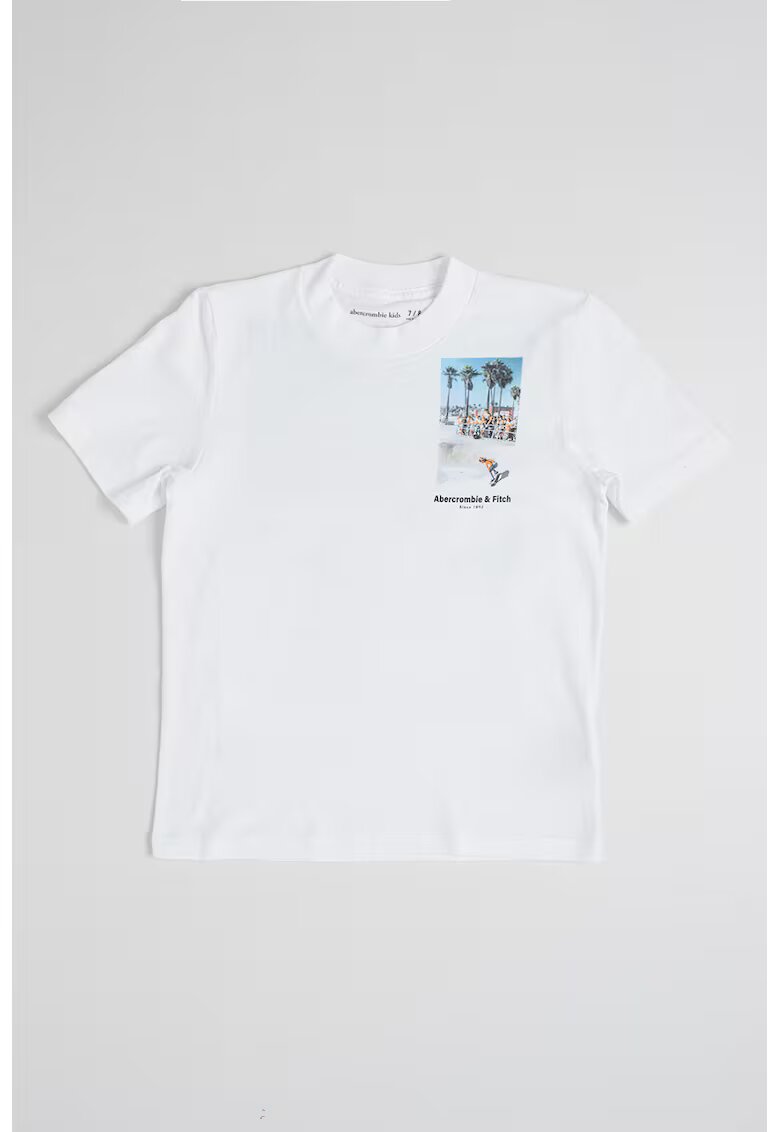 Abercrombie & Fitch Tricou din amestec de bumbac cu imprimeu foto - Alb