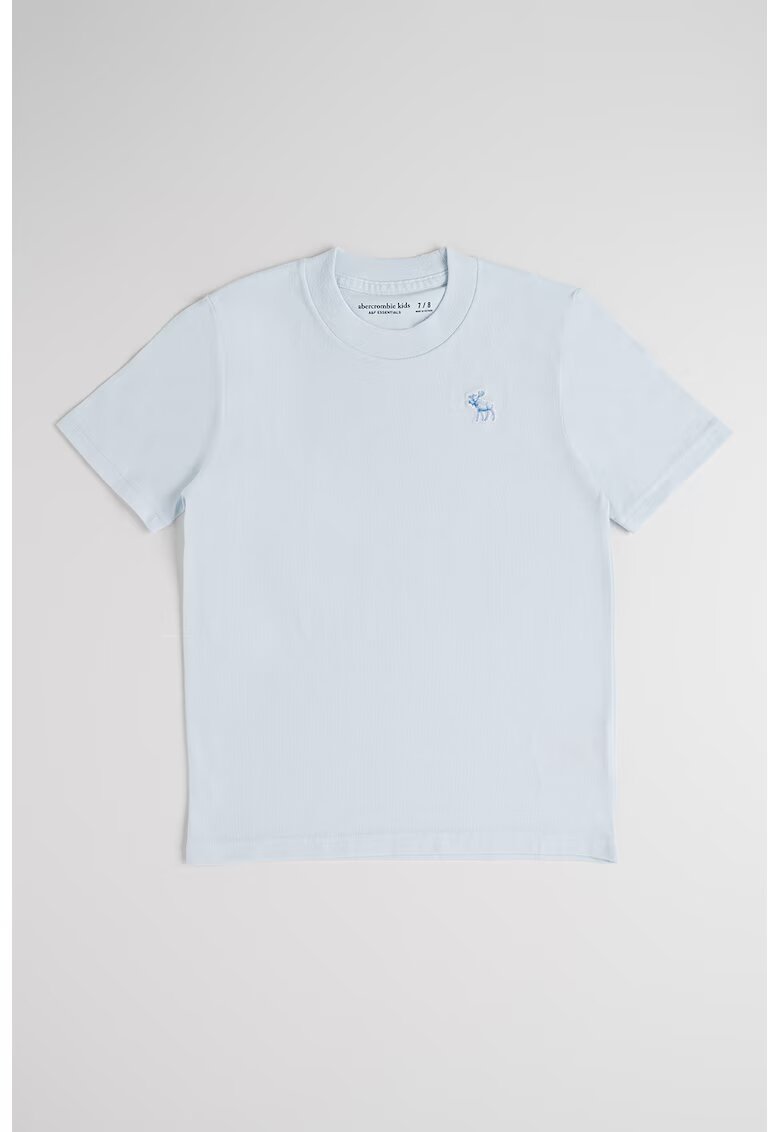 Abercrombie & Fitch Tricou regular fit cu decolteu la baza gatului - Albastru deschis