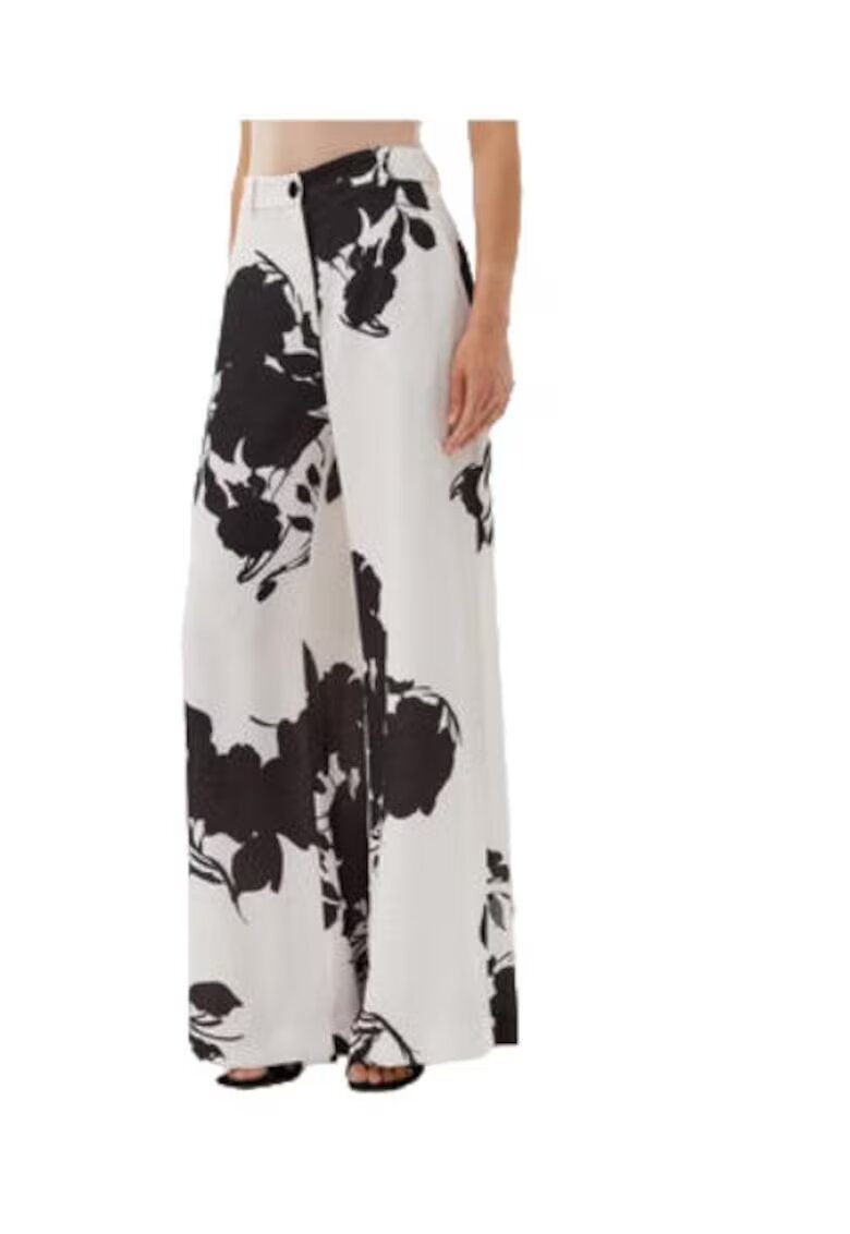 Access fashion Pantaloni dama poliester reciclat - alb/negru