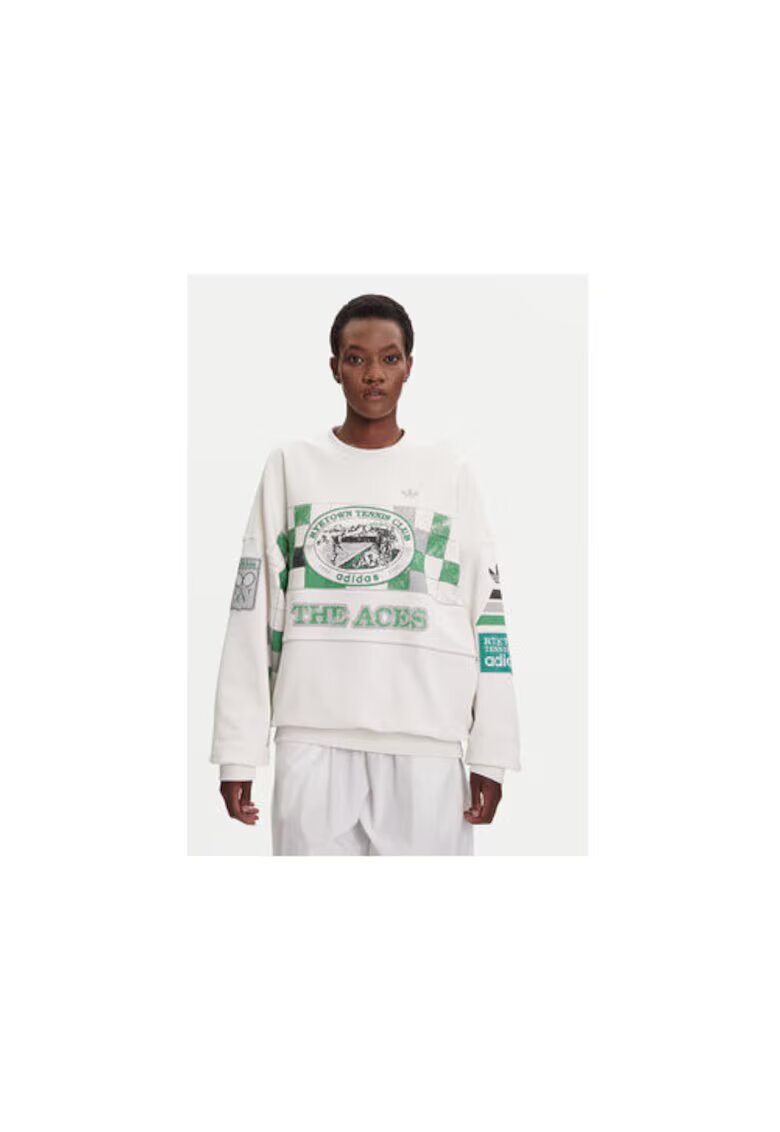 adidas Bluza de trening din bumbac cu maneci lungi si logo frontal