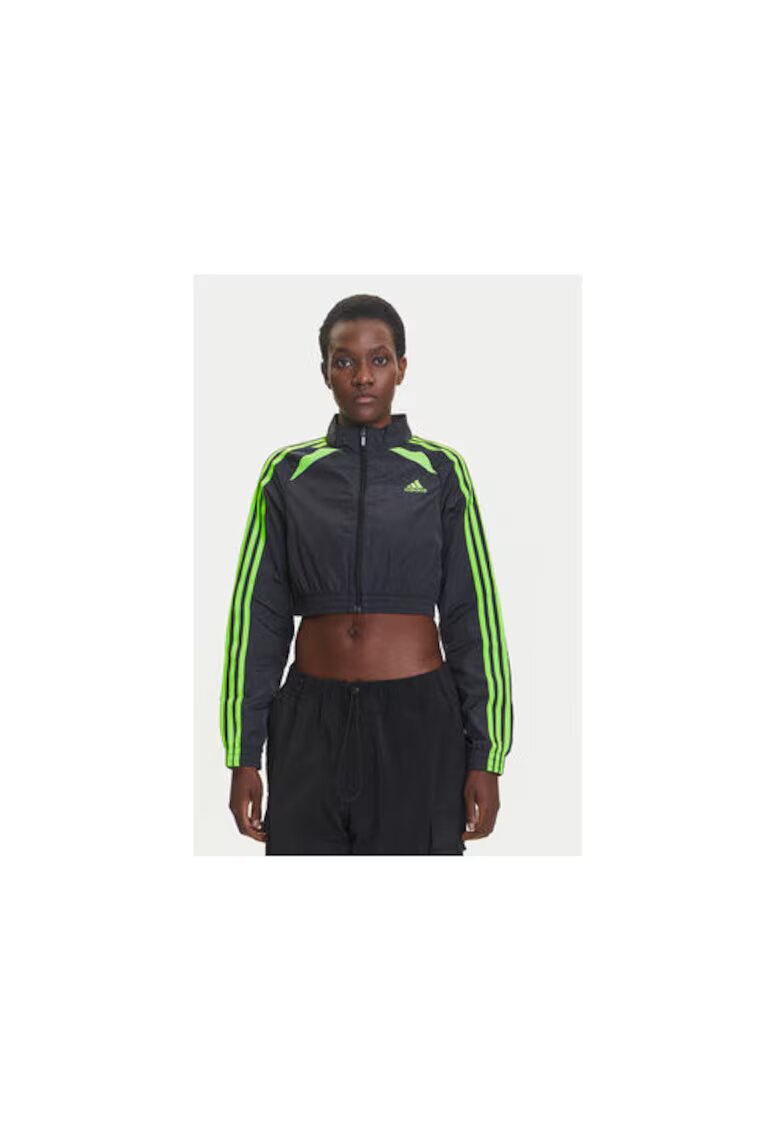 adidas Bluza de trening scurta din amestec de poliamida cu fermoar si logo
