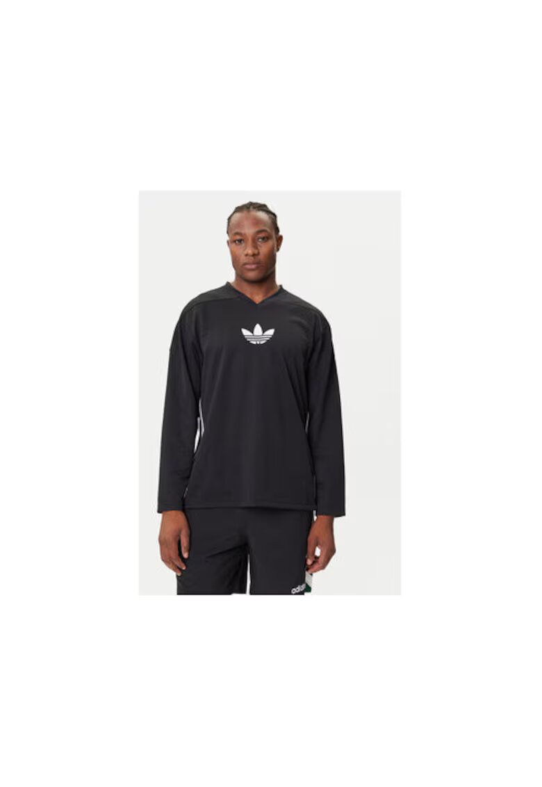 adidas Bluza din poliester cu logo si maneci lungi