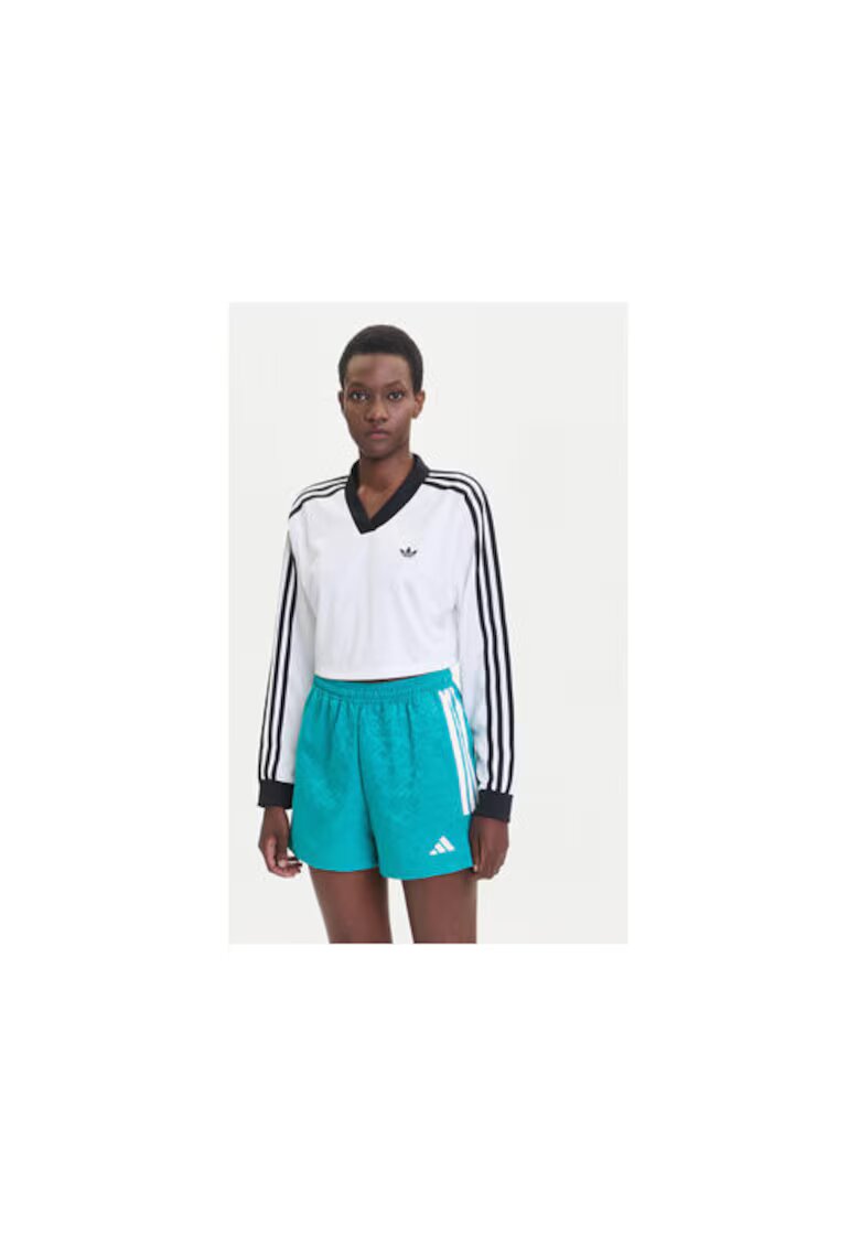 adidas Bluza din poliester cu maneci lungi si guler polo