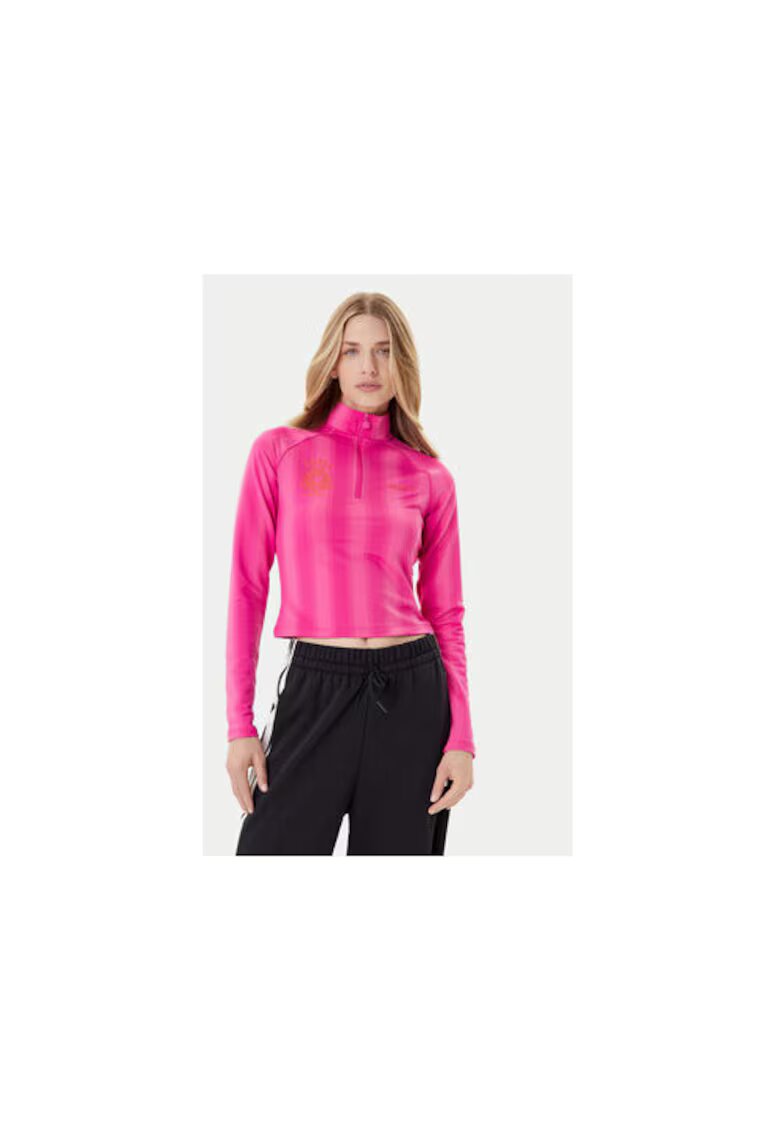 adidas Bluza scurta din poliester cu fermoar scurt si maneci lungi