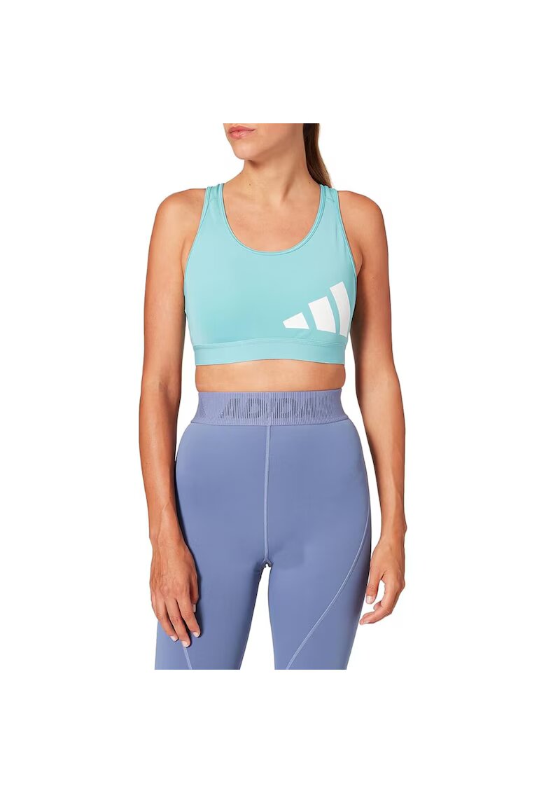 adidas Bustiera sport 3Bra Logo - albastru - respirabil - din poliester reciclat - pentru femei - set de antrenament - Albastru
