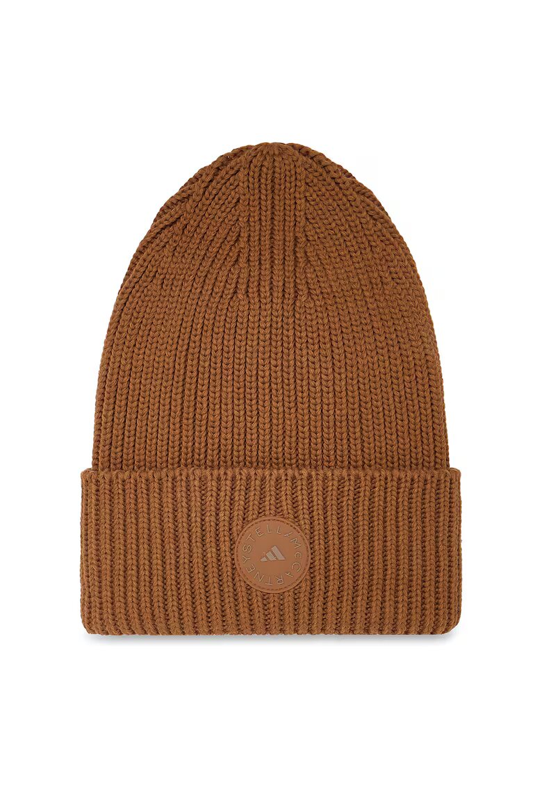 adidas by Stella McCartney Caciula cu nervuri si logo - maro caramel