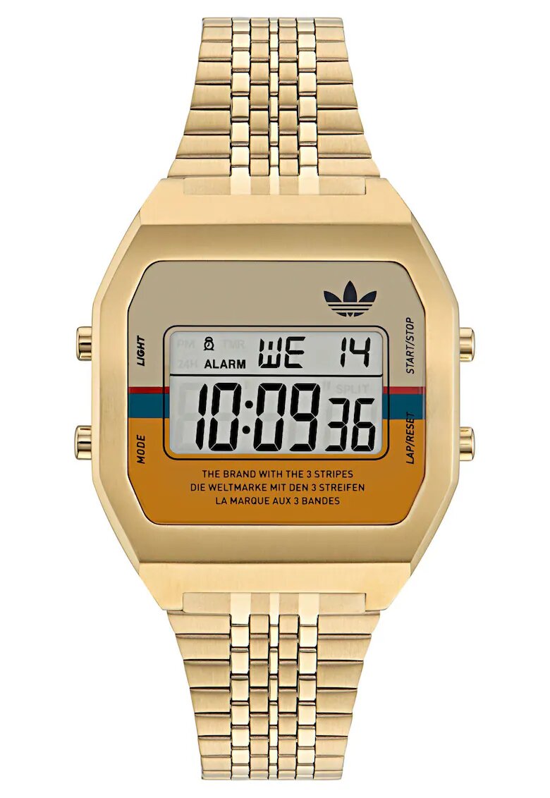 adidas Ceas barbatesc Digital Two - inox - auriu - 36x10mm - rezistent la apa 5 ATM - cadran multicolor
