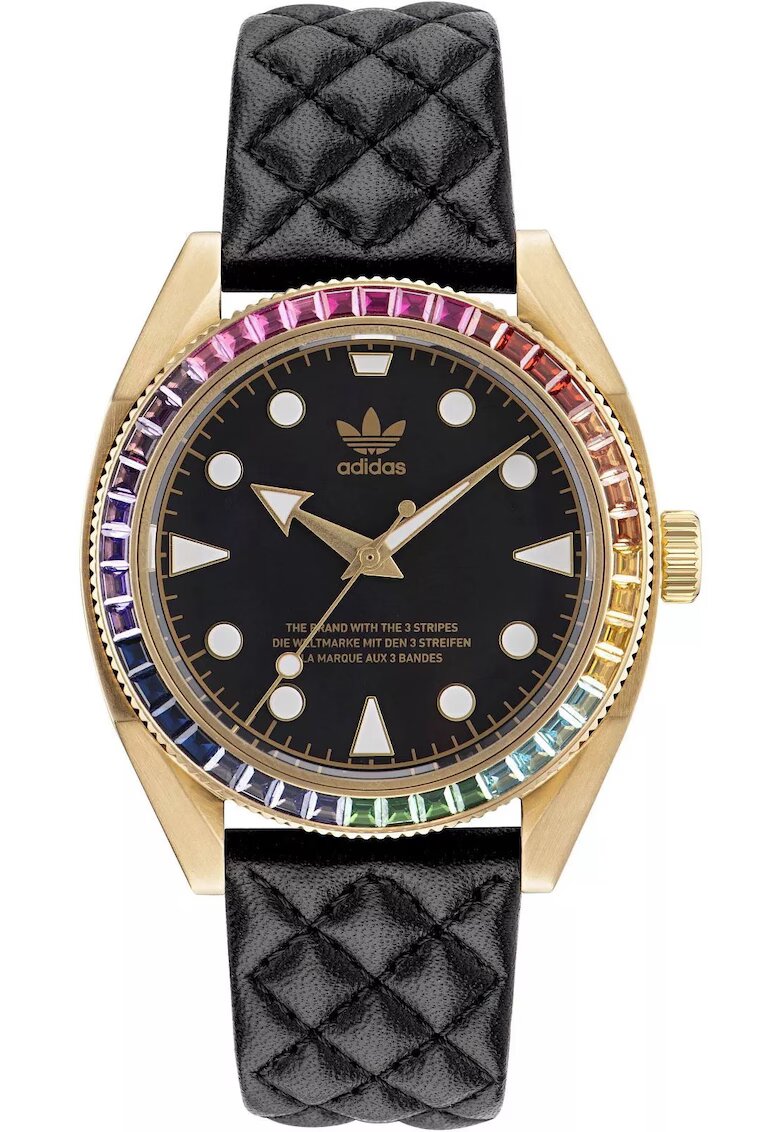 adidas Ceas barbatesc - inox/piele naturala - rezistenta apa 10 ATM - 43 mm - auriu/negru