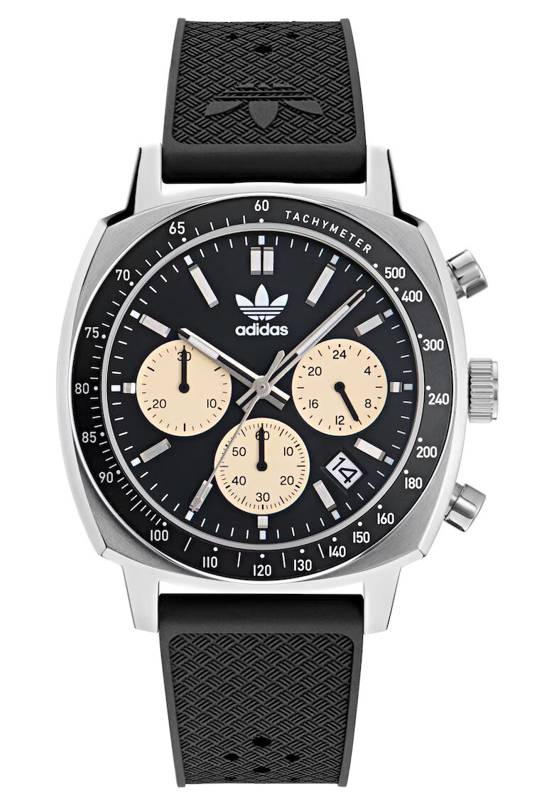 adidas Ceas barbatesc MASTER ORIGINALS ONE CHRONO - argintiu - curea sintetica neagra - mecanism Quartz