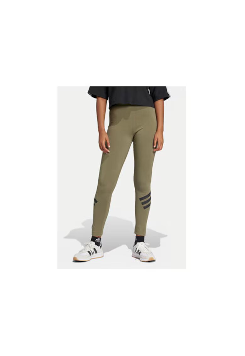 adidas Colanti din bumbac cu talie inalta si imprimeu logo