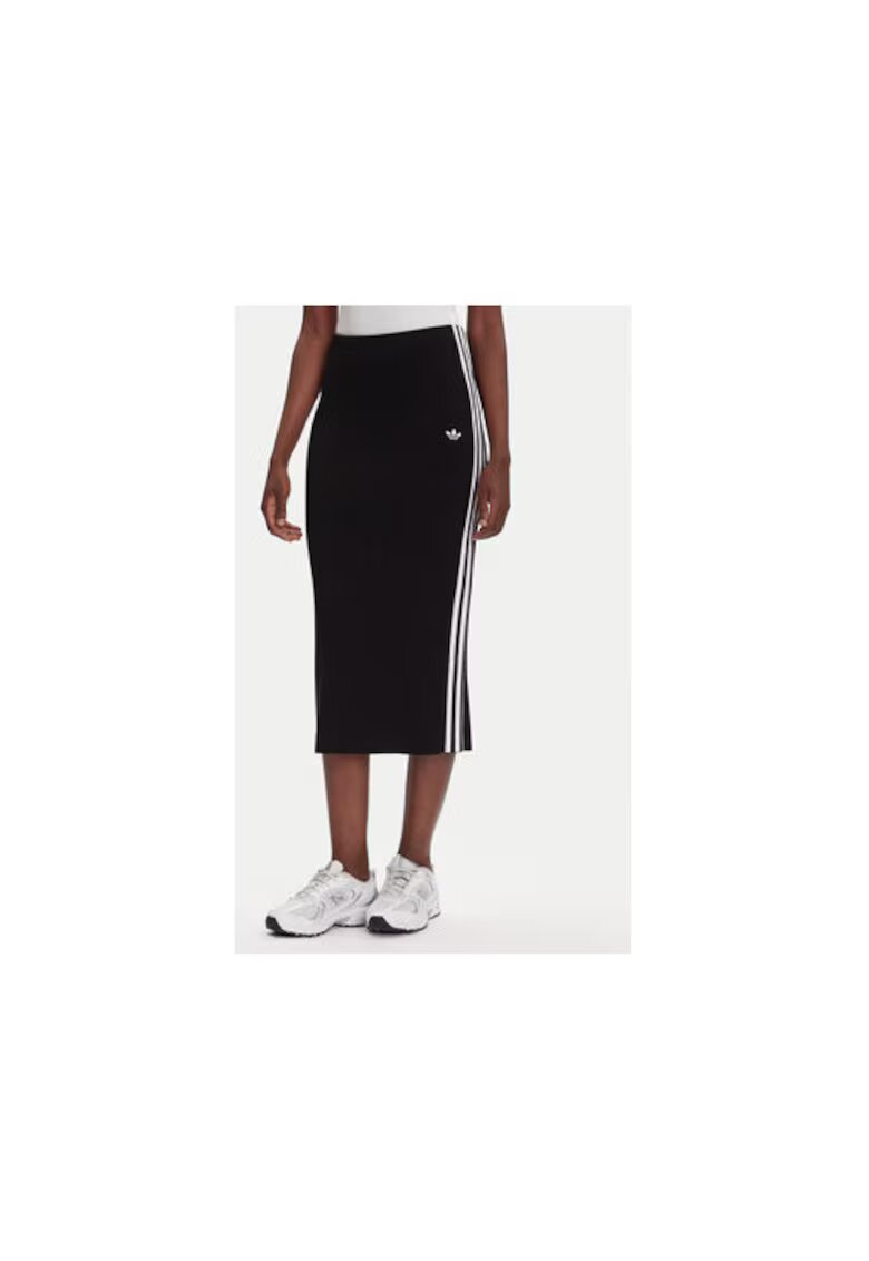 adidas Fusta-creion midi cu dungi contrastante