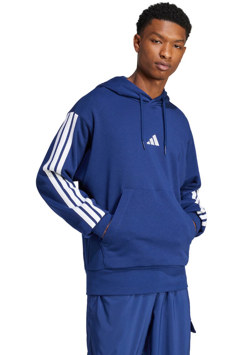 adidas Hanorac barbatesc - bleumarin - bumbac si poliester - Essentials 3-Stripes