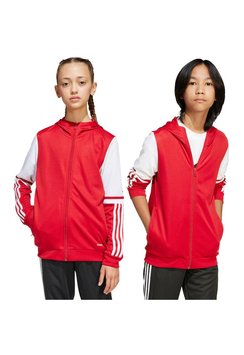 adidas Hanorac copii JD4801 - rosu-alb - croiala regulata - fermoar pe toata lungimea - material reciclat