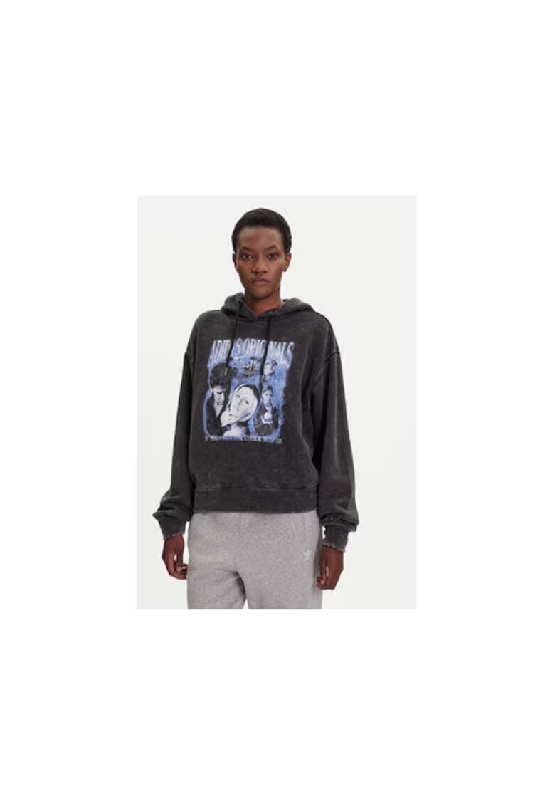 adidas Hanorac din bumbac cu model decolorat si logo frontal