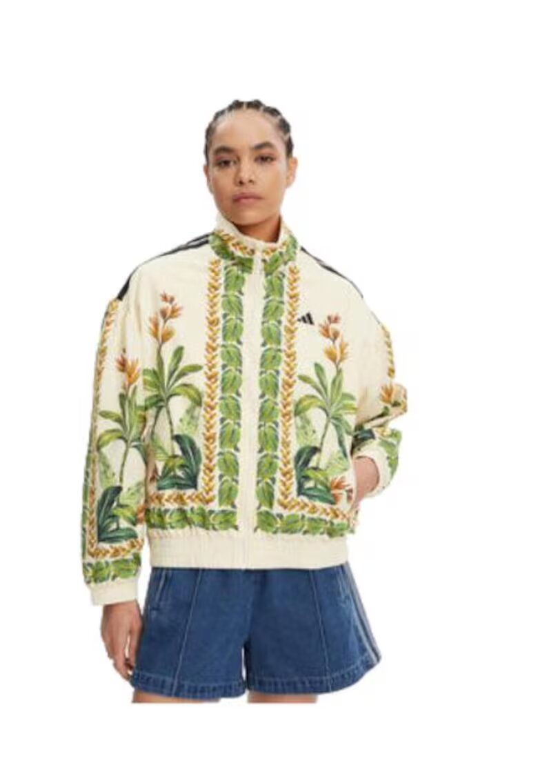 adidas Jacheta cu imprimeu floral si inchidere cu fermoar