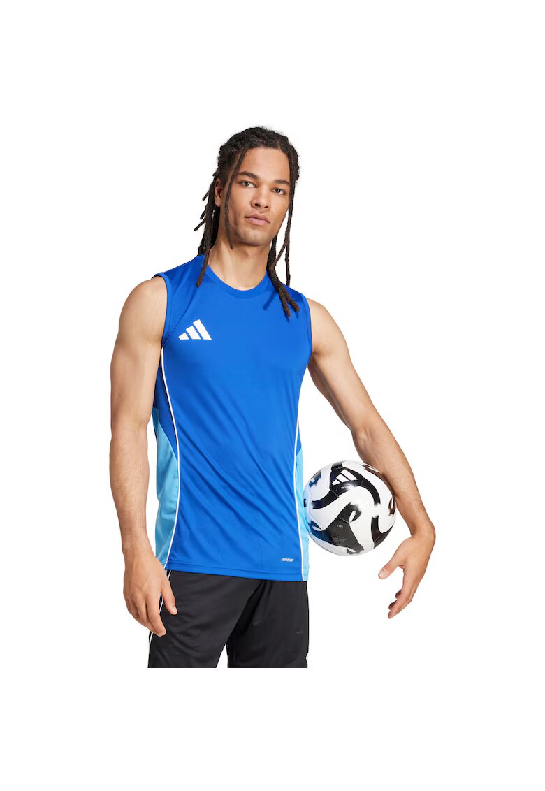 adidas Maiou sport barbatesc Tiro 25 Competition - albastru - fara maneci - 100% poliester reciclat