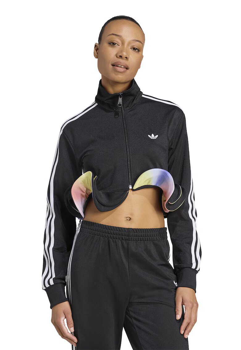 adidas Originals Bluza de trening crop cu terminatie cu volan - Alb/Negru