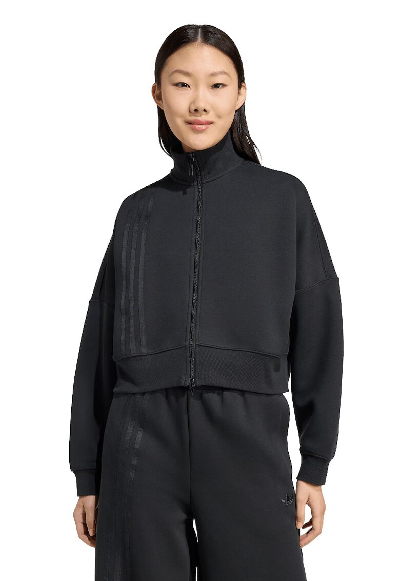 adidas Originals Bluza de trening crop lejera cu fermoar - Negru