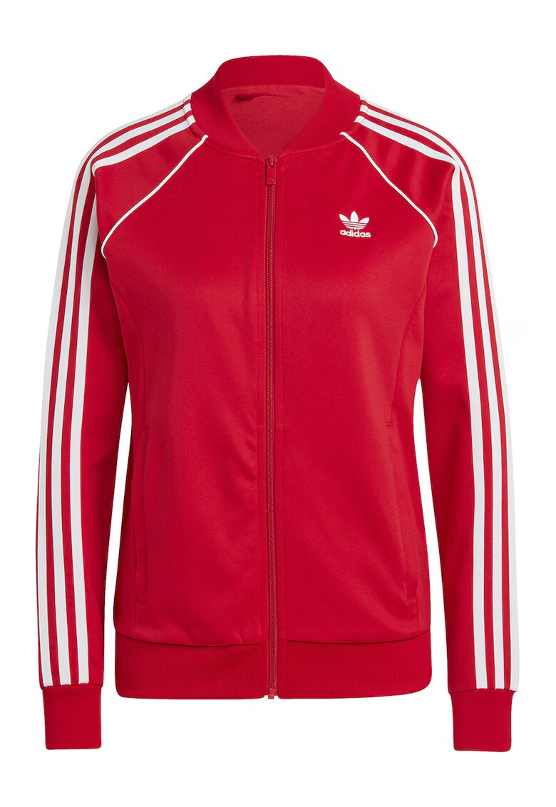 adidas Originals Bluza de trening cu fermoar Adicolor Classics - Alb optic/Rosu vermillion