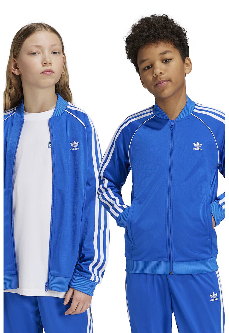 adidas Originals Bluza de trening cu fermoar si broderie logo - Albastru royal/Alb optic