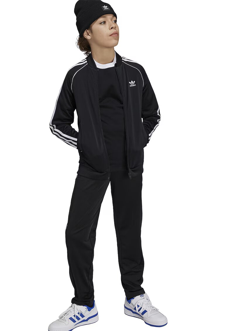 adidas Originals Bluza de trening cu fermoar si broderie logo - Negru