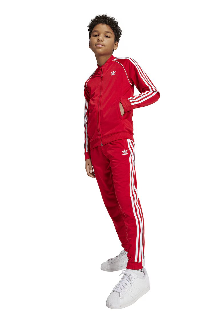 adidas Originals Bluza de trening cu fermoar si broderie logo - Rosu/Alb