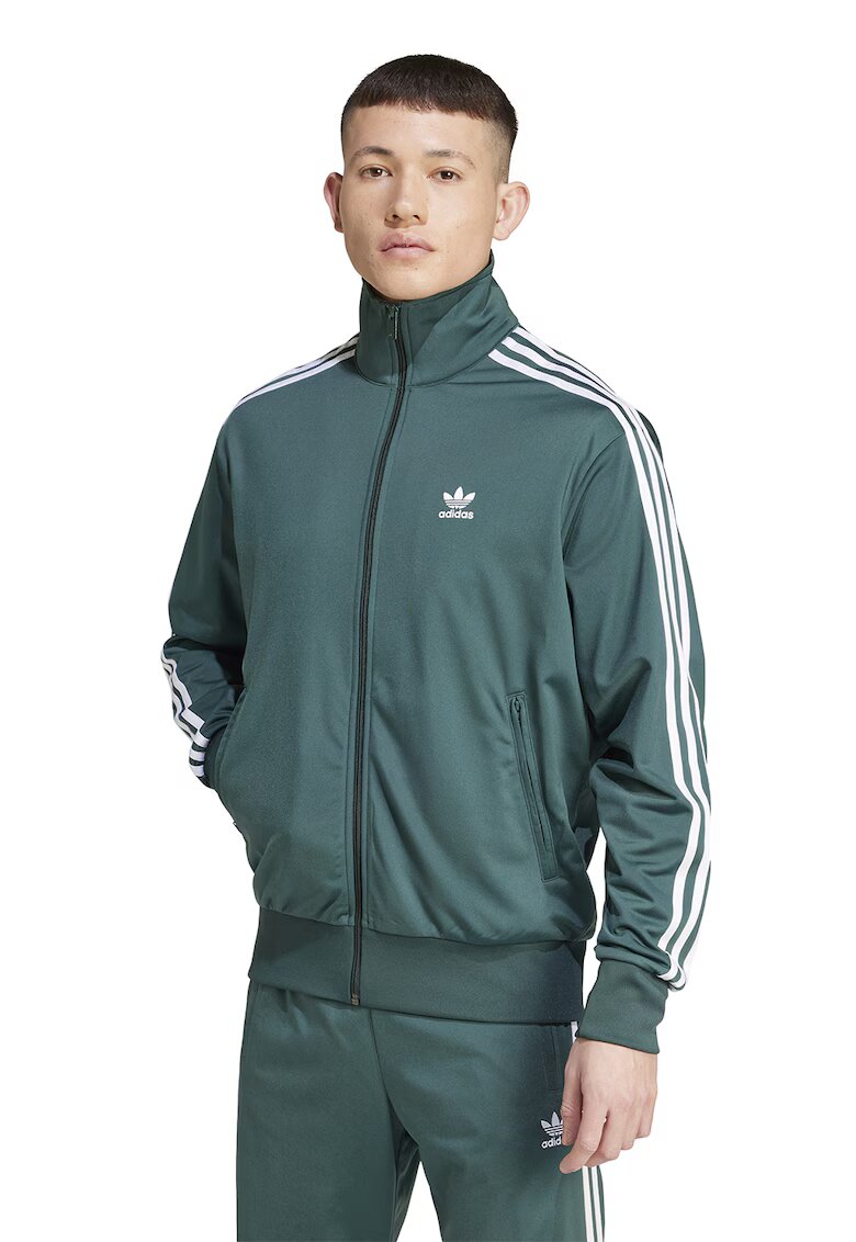 adidas Originals Bluza de trening cu fermoar si guler inalt Firebird - Alb/Verde aquamarin