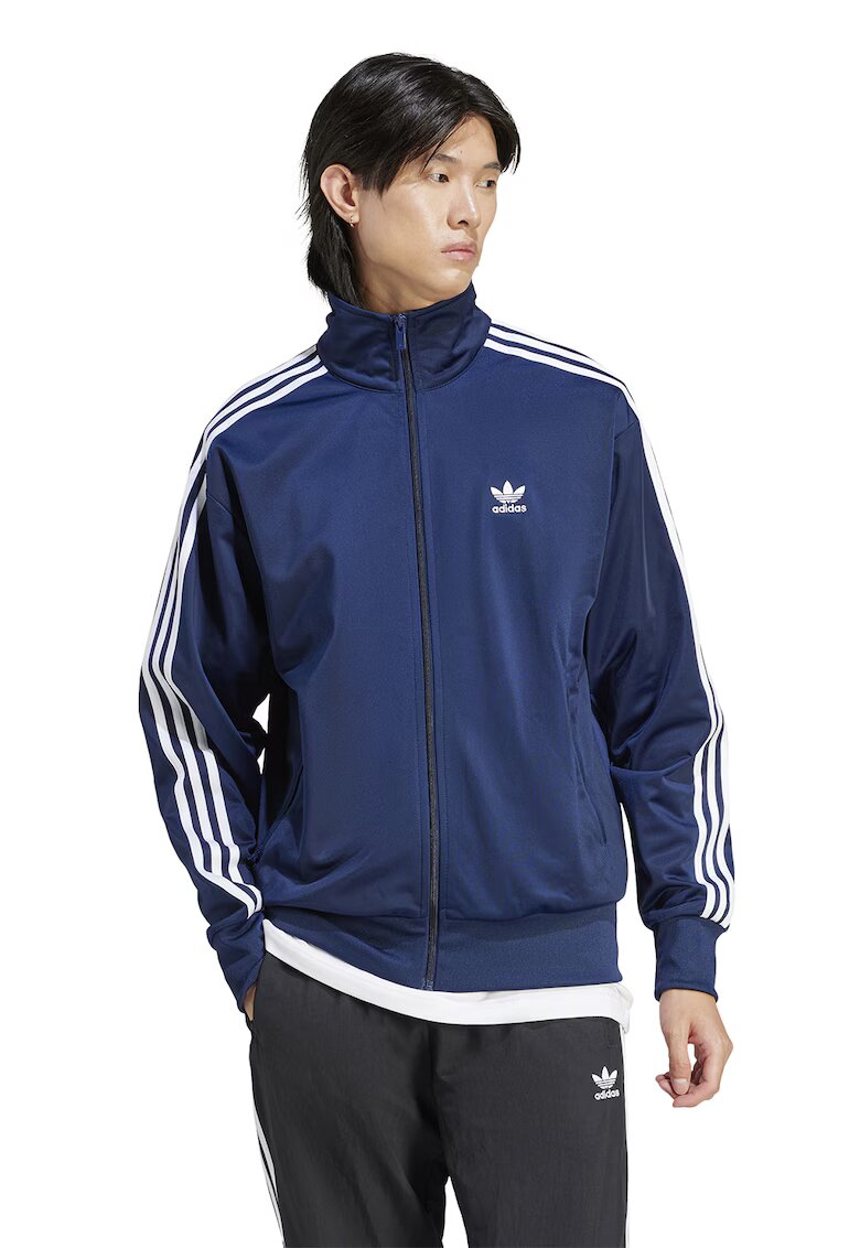 adidas Originals Bluza de trening cu fermoar si guler inalt Firebird - Albastru inchis/Alb optic