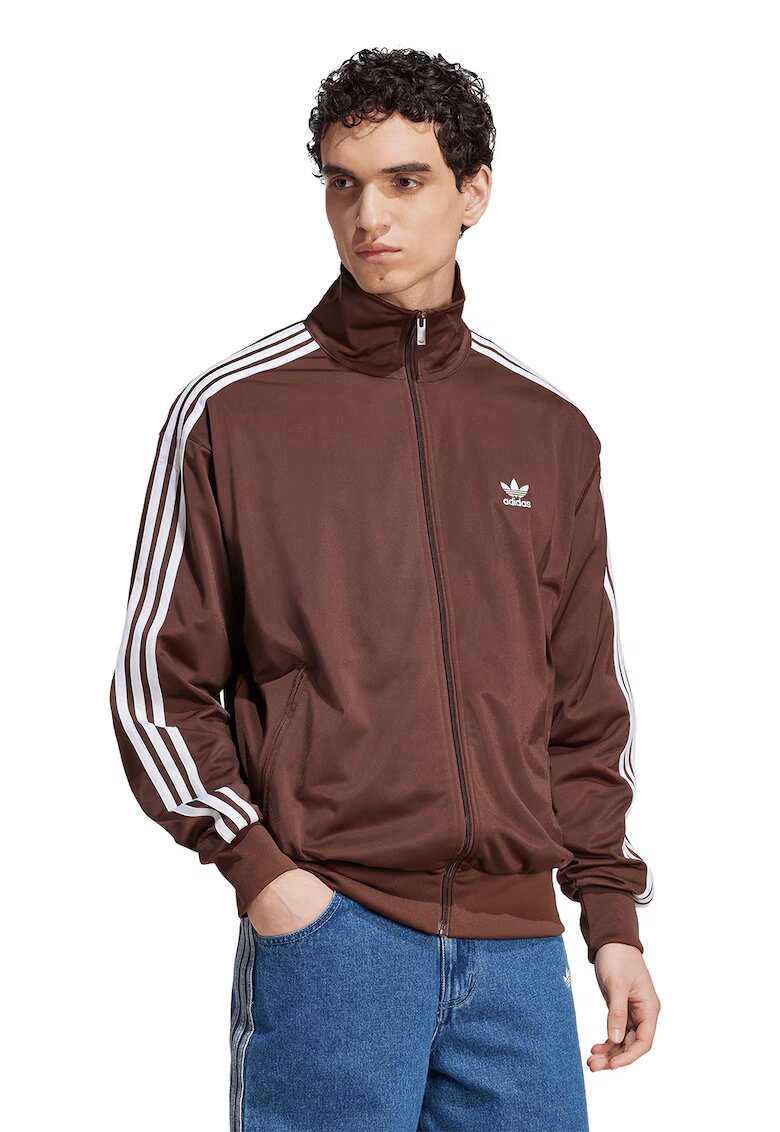 adidas Originals Bluza de trening cu fermoar si guler inalt Firebird - Maro/Alb optic