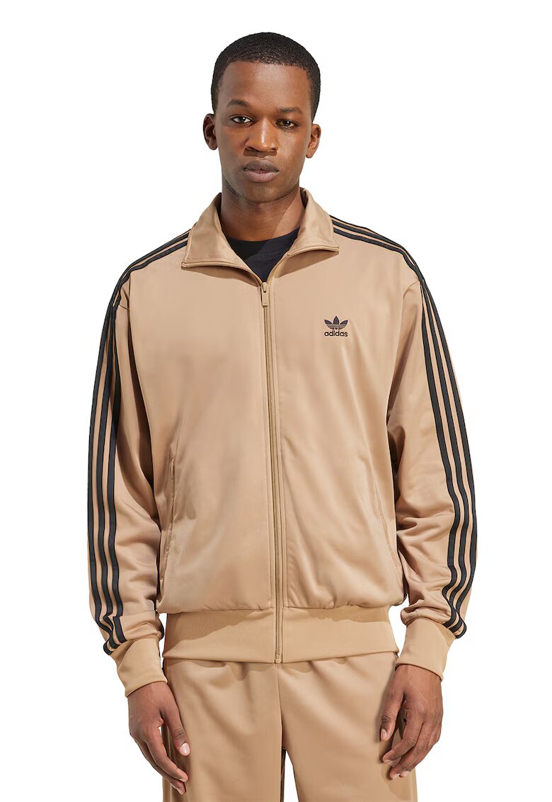 adidas Originals Bluza de trening cu fermoar si guler inalt Firebird - Negru/Maro nisip