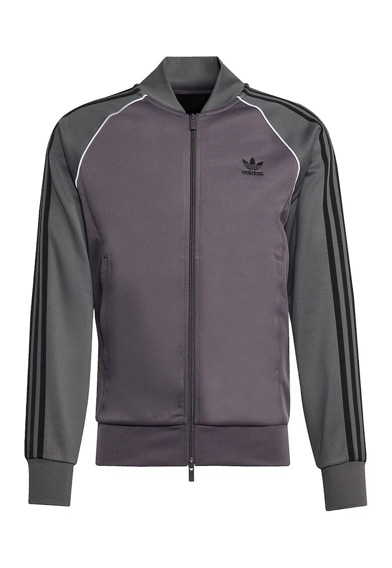 adidas Originals Bluza de trening cu fermoar si logo - Alb/Negru/Gri