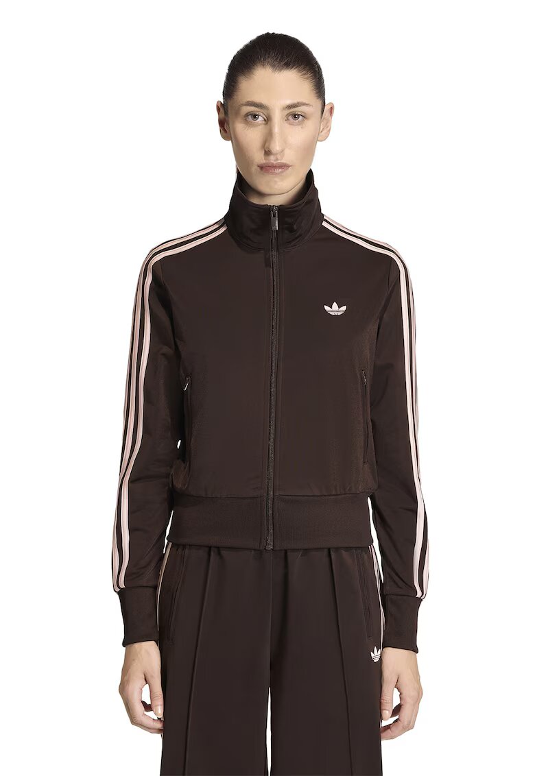 adidas Originals Bluza de trening cu fermoar si logo Classic - Maro inchis/Roz pal