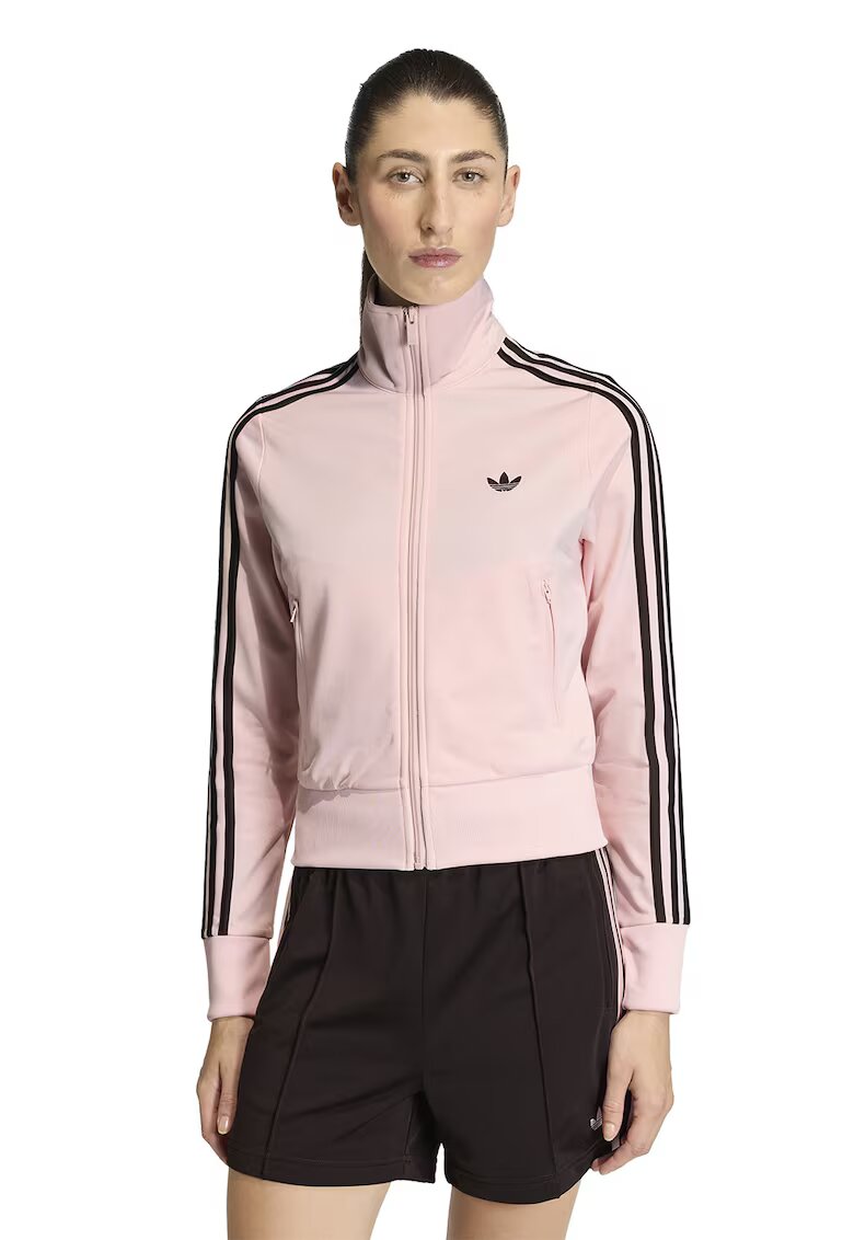 adidas Originals Bluza de trening cu fermoar si logo Classic - Maro inchis/Roz pastel
