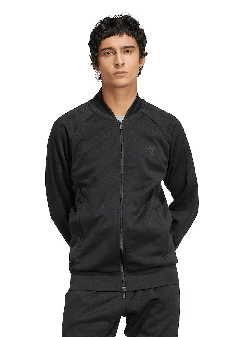 adidas Originals Bluza de trening cu fermoar si logo - Negru