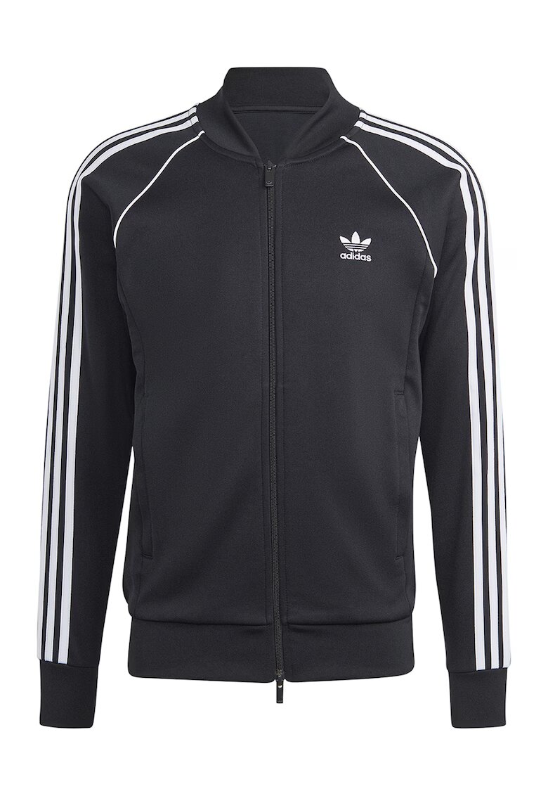 adidas Originals Bluza de trening cu fermoar si logo - Negru/Alb optic