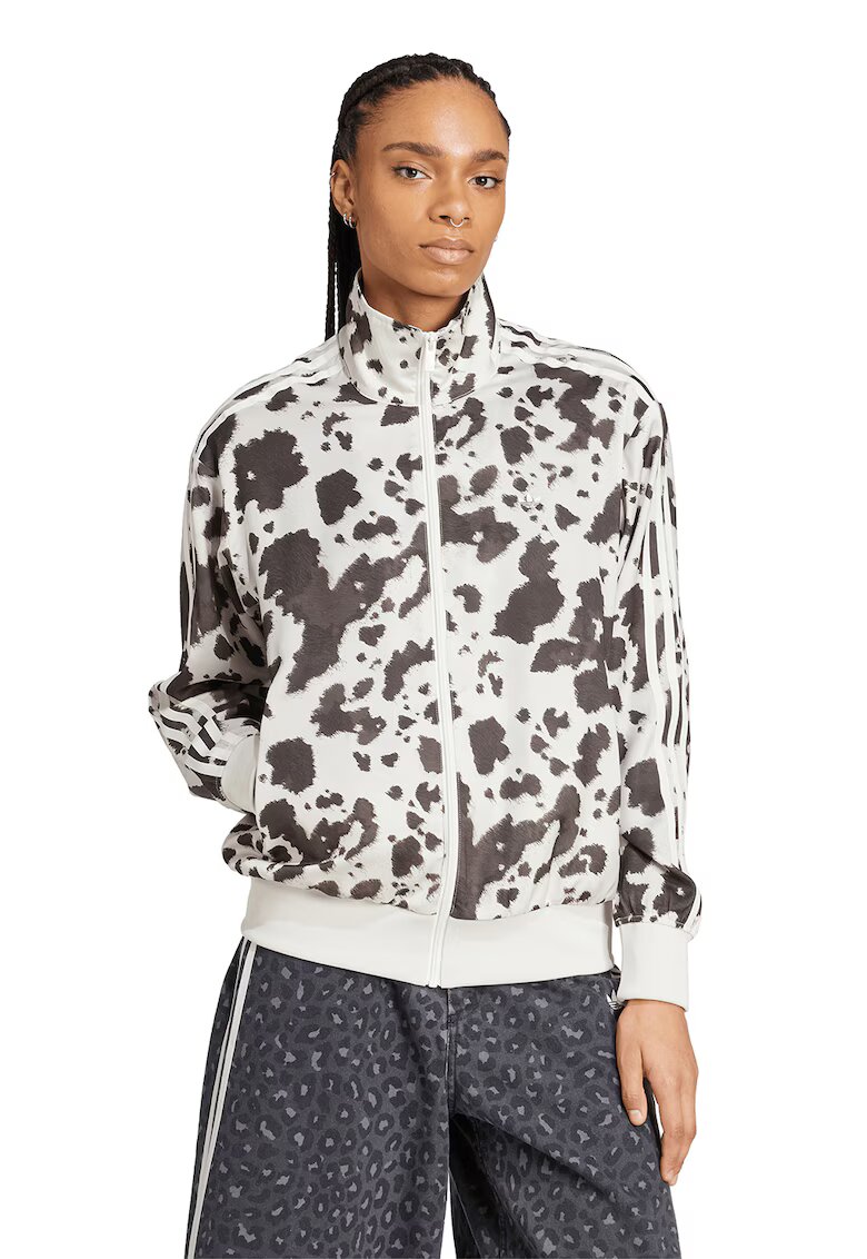 adidas Originals Bluza de trening cu fermoar si model - Maro/Alb murdar