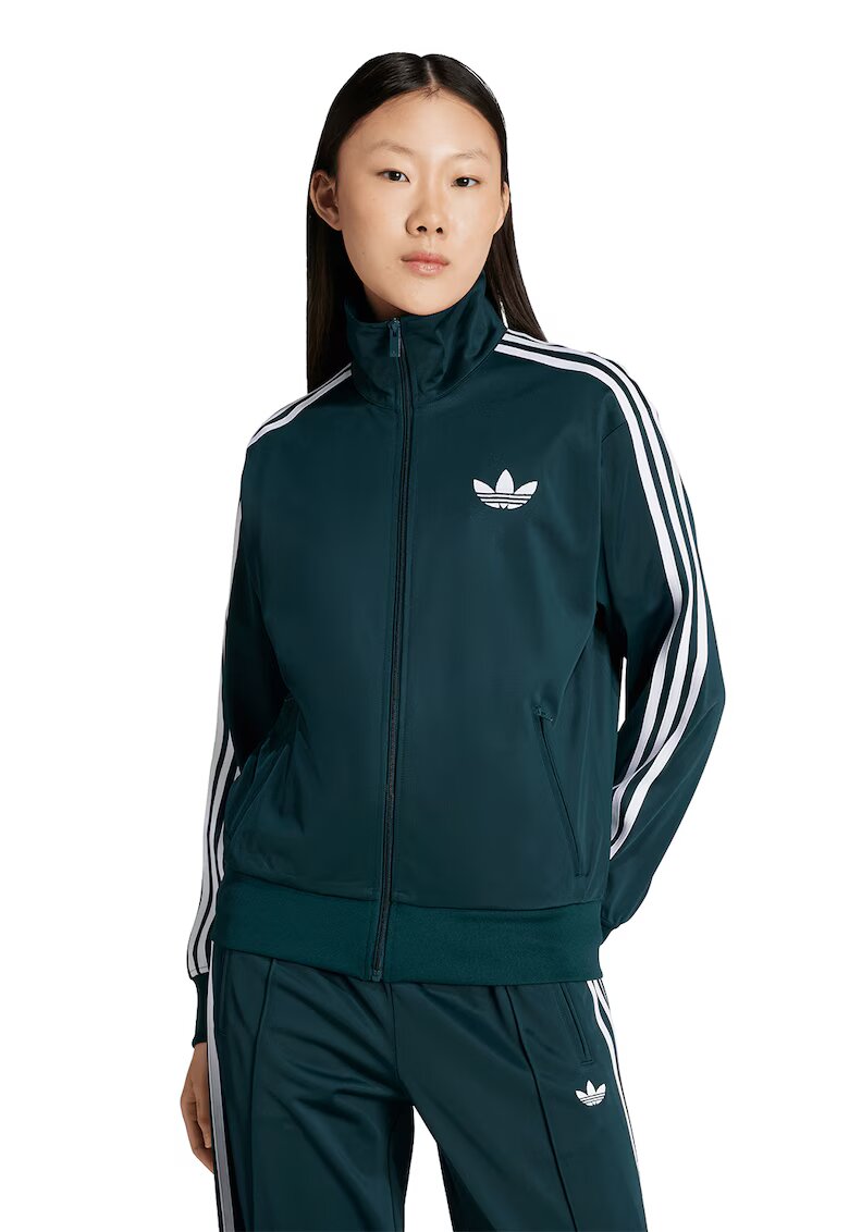 adidas Originals Bluza de trening cu logo si fermoar Firebird - Alb/Albastru petrol
