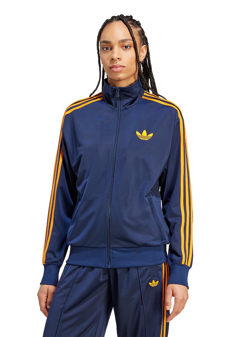 adidas Originals Bluza de trening cu logo si fermoar Firebird - Albastru inchis/Galben pai