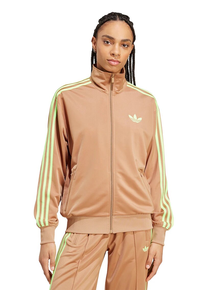 adidas Originals Bluza de trening cu logo si fermoar Firebird - Galben pal/Bej
