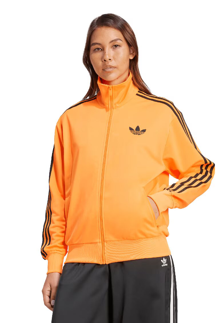 adidas Originals Bluza de trening cu logo si fermoar Firebird - Negru/Portocaliu