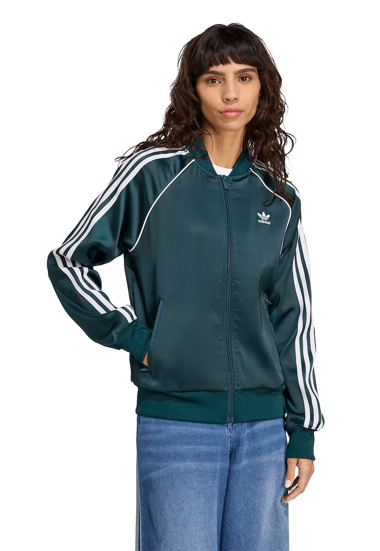 adidas Originals Bluza de trening din satin cu fermoar SST - Albastru petrol