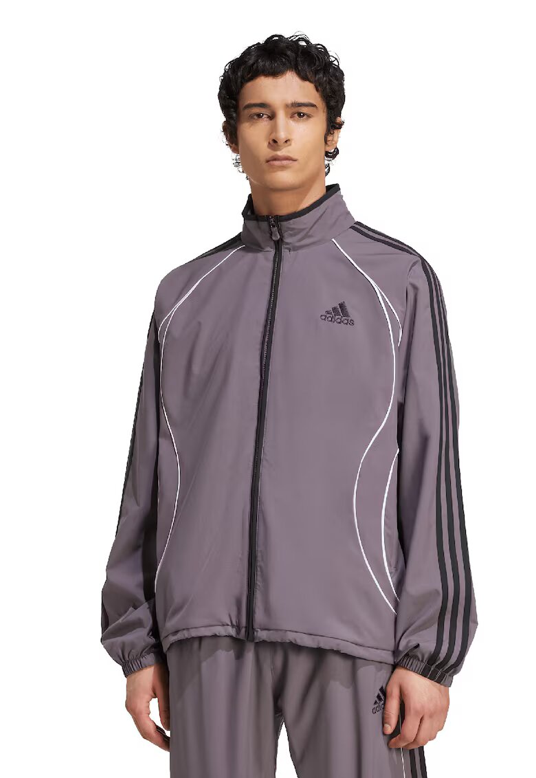 adidas Originals Bluza de trening lejera cu fermoar si guler mediu - Alb/Negru/Lila pal