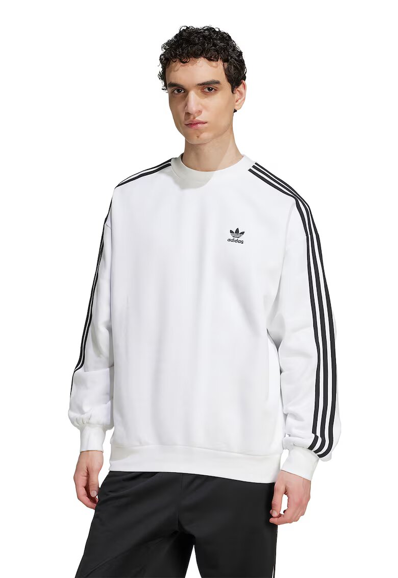 adidas Originals Bluza de trening lejera cu logo - Negru/Alb optic
