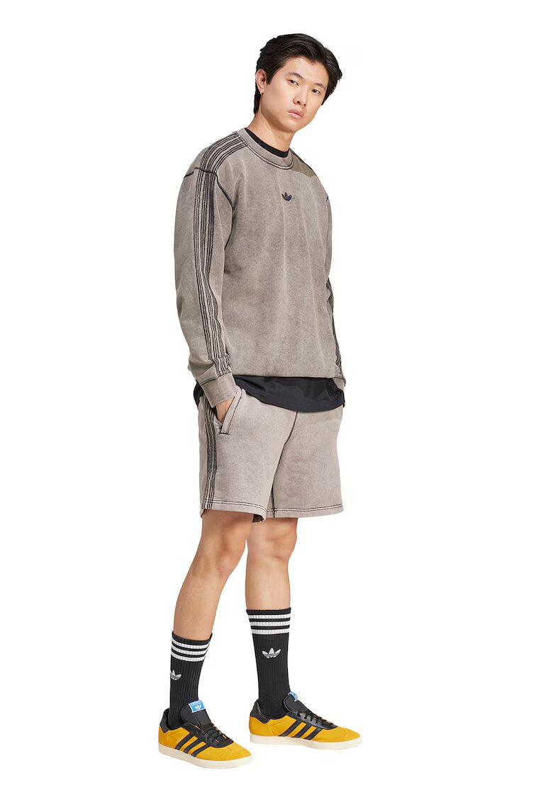 adidas Originals Bluza de trening lejera de bumbac - Negru/Maro camel