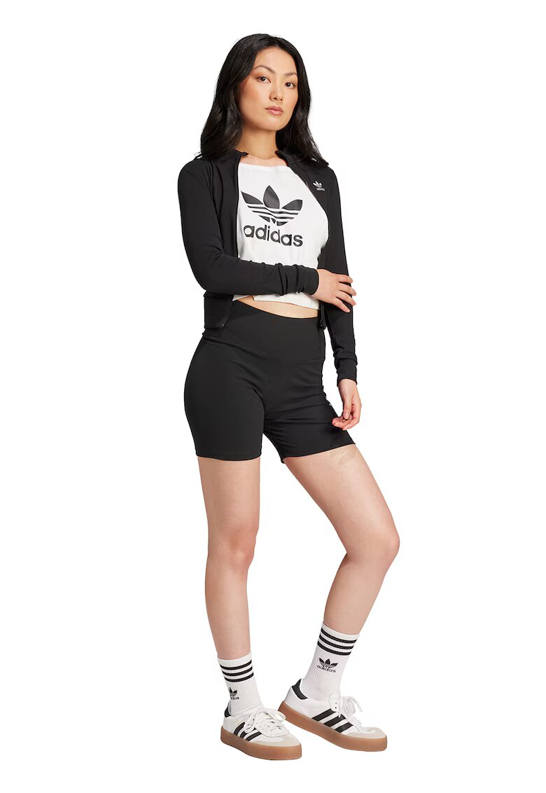 adidas Originals Bluza de trening slim-fit cu striatii Essentials - Negru