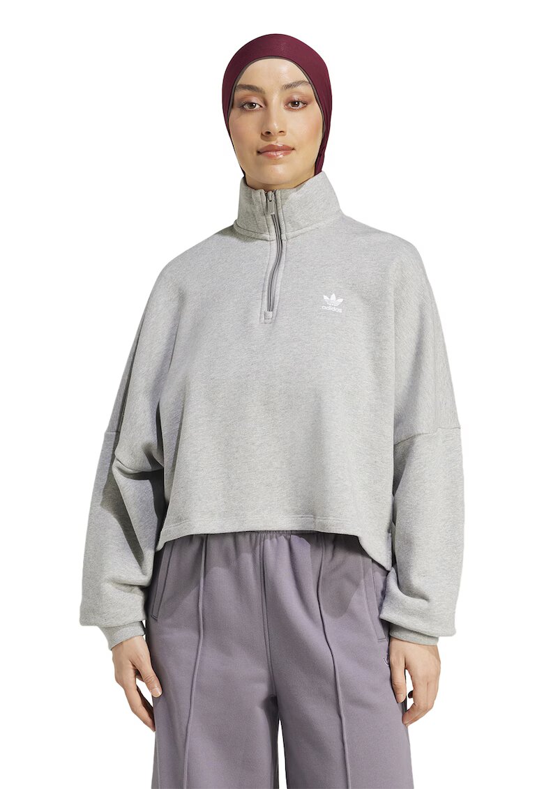 adidas Originals Bluza de trening supradimensionata cu fenta cu fermoar - Gri