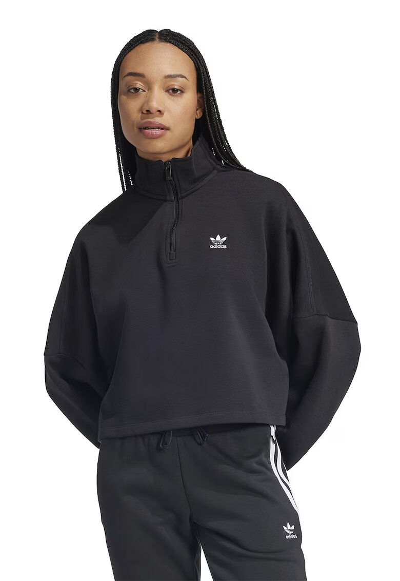 adidas Originals Bluza de trening supradimensionata cu fenta cu fermoar - Gri antracit