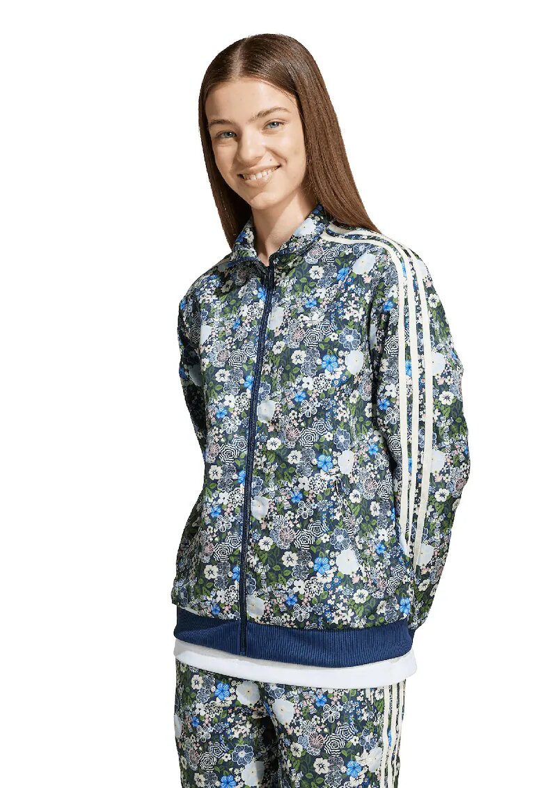 adidas Originals Bluza de trening unisex cu model floral Firebird - Alb/Verde/Albastru indigo
