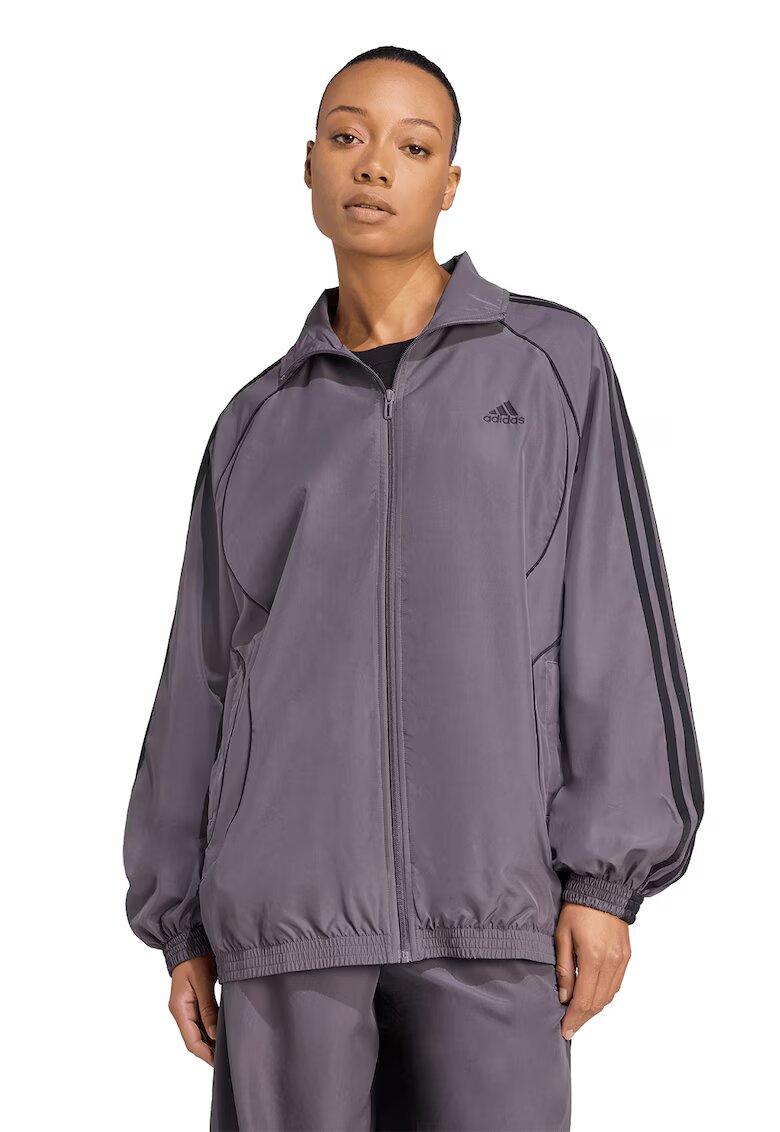 adidas Originals Bluza lejera de trening cu fermoar - Negru stins/Gri inchis
